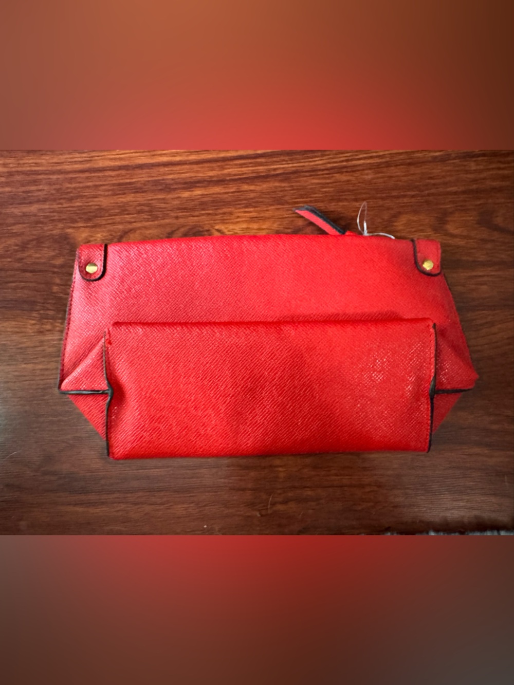 Red Textured Fold-Over Pouch
